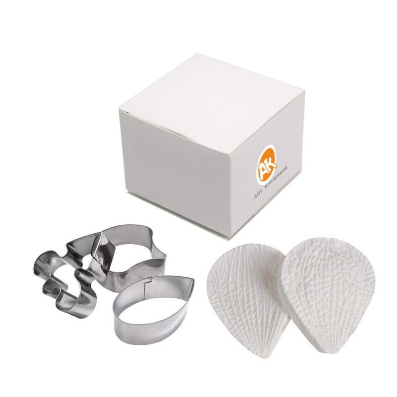 AK ART KITCHENWARE Sugarpaste Flower Craft Tools Silicone Veiner Molds and Fondant Cutters Set Cake Decorations Bakery Tools (Orchid) - Image 4